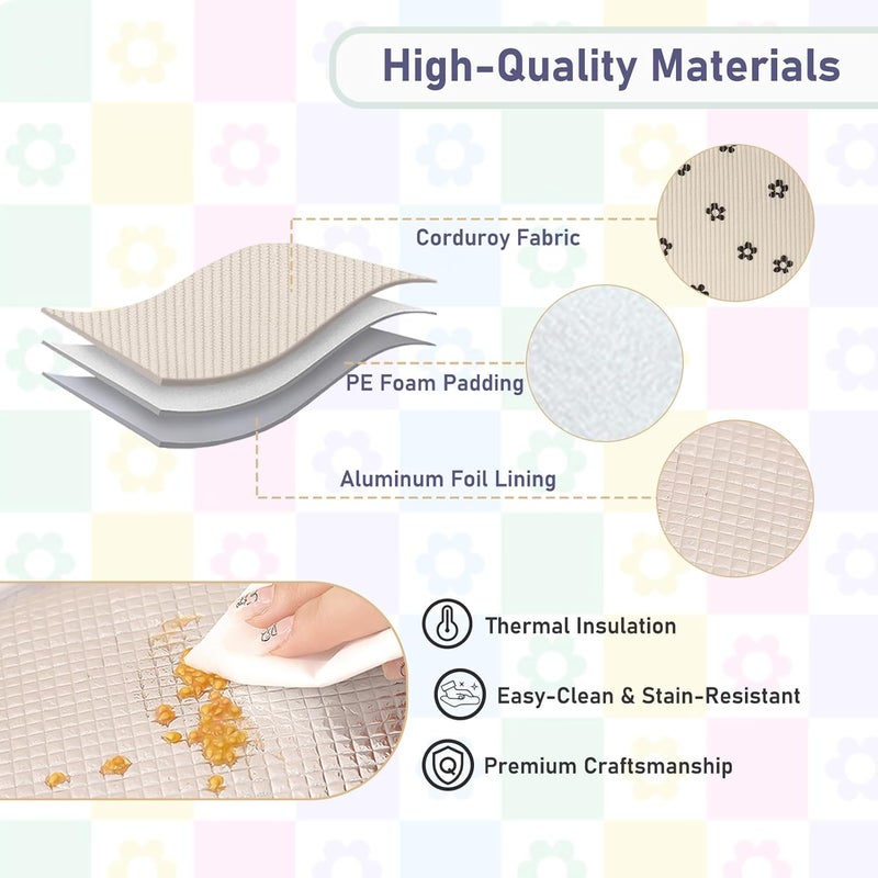 Baglemon Lunch Bag for Women Men Cute Corduroy Lunch Tote Bags Reusable Insulated Lunch Box Large Capacity Reusable Insulated Cooler for Work/Picnic/Travel - Image 5